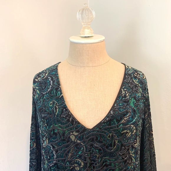 Green Velvet Long Sleeve Mini Dress - Picture 3 of 8